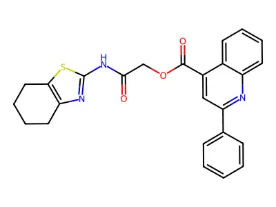 2-oxo-2-(4,5,6,7-tetrahydro-1,3-benzothiazol-2-ylamino)ethyl 2-phenylquinoline-4-carboxylate structure