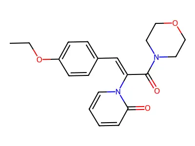 2(1H)-Pyridinone, 1-[2-(4-ethoxyphenyl)-1-(4-morpholinylcarbonyl)ethenyl]- structure