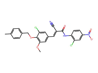 3-[3-chloro-5-methoxy-4-[(4-methylphenyl)methoxy]phenyl]-N-(2-chloro-4-nitrophenyl)-2-cyanoprop-2-enamide structure