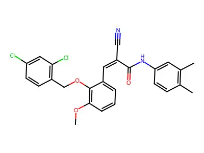 (Z)-2-Cyano-3-[2-[(2,4-dichlorophenyl)methoxy]-3-methoxyphenyl]-N-(3,4-dimethylphenyl)prop-2-enamide structure