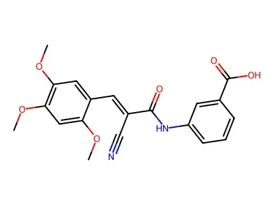 3-[[(E)-2-cyano-3-(2,4,5-trimethoxyphenyl)prop-2-enoyl]amino]benzoic acid structure