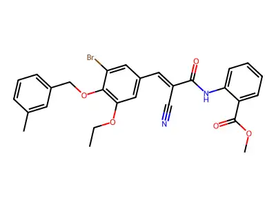 methyl 2-[[(E)-3-[3-bromo-5-ethoxy-4-[(3-methylphenyl)methoxy]phenyl]-2-cyanoprop-2-enoyl]amino]benzoate structure