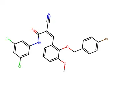 (Z)-3-[2-[(4-bromophenyl)methoxy]-3-methoxyphenyl]-2-cyano-N-(3,5-dichlorophenyl)prop-2-enamide structure