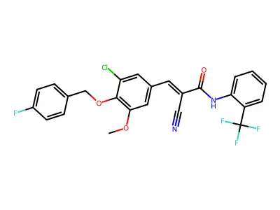 (E)-3-[3-chloro-4-[(4-fluorophenyl)methoxy]-5-methoxyphenyl]-2-cyano-N-[2-(trifluoromethyl)phenyl]prop-2-enamide structure