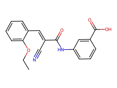 3-[[(E)-2-cyano-3-(2-ethoxyphenyl)prop-2-enoyl]amino]benzoic acid structure