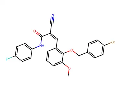 3-{2-[(4-bromophenyl)methoxy]-3-methoxyphenyl}-2-cyano-N-(4-fluorophenyl)prop-2-enamide structure