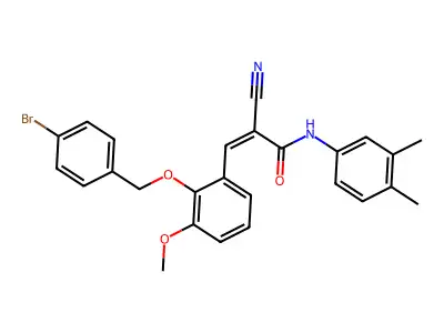 (Z)-3-[2-[(4-Bromophenyl)methoxy]-3-methoxyphenyl]-2-cyano-N-(3,4-dimethylphenyl)prop-2-enamide structure