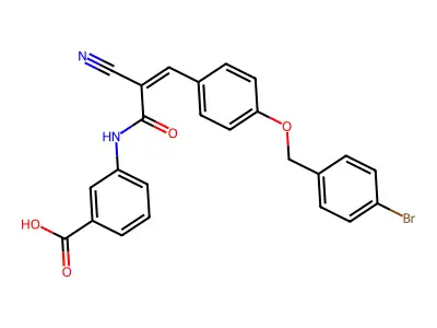 3-(3-{4-[(4-Bromophenyl)methoxy]phenyl}-2-cyanoprop-2-enamido)benzoic acid structure