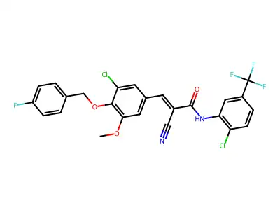(E)-3-[3-chloro-4-[(4-fluorophenyl)methoxy]-5-methoxyphenyl]-N-[2-chloro-5-(trifluoromethyl)phenyl]-2-cyanoprop-2-enamide structure