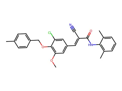 (E)-3-[3-chloro-5-methoxy-4-[(4-methylphenyl)methoxy]phenyl]-2-cyano-N-(2,6-dimethylphenyl)prop-2-enamide structure