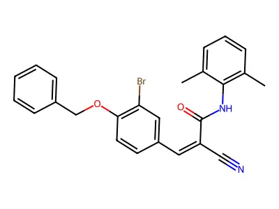 (Z)-3-(3-Bromo-4-phenylmethoxyphenyl)-2-cyano-N-(2,6-dimethylphenyl)prop-2-enamide structure
