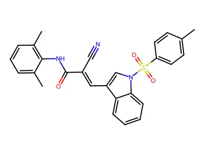 2-cyano-N-(2,6-dimethylphenyl)-3-[1-(4-methylphenyl)sulfonylindol-3-yl]prop-2-enamide structure