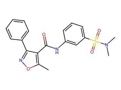 N-[3-(dimethylsulfamoyl)phenyl]-5-methyl-3-phenyl-1,2-oxazole-4-carboxamide structure