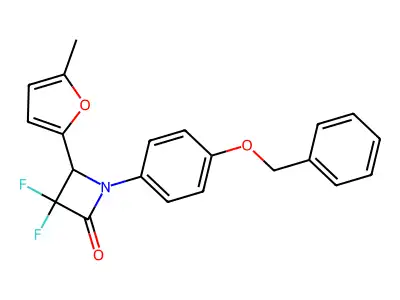 1-[4-(Benzyloxy)phenyl]-3,3-difluoro-4-(5-methylfuran-2-yl)azetidin-2-one structure