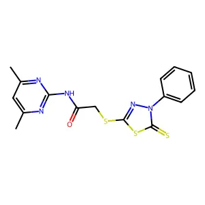N-(4,6-dimethylpyrimidin-2-yl)-2-[(4-phenyl-5-thioxo-4,5-dihydro-1,3,4-thiadiazol-2-yl)sulfanyl]acetamide structure