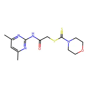 2-[(4,6-Dimethylpyrimidin-2-yl)amino]-2-oxoethyl morpholine-4-carbodithioate structure