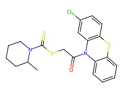 2-(2-chloro-10H-phenothiazin-10-yl)-2-oxoethyl 2-methylpiperidine-1-carbodithioate structure