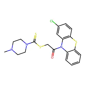 2-(2-chloro-10H-phenothiazin-10-yl)-2-oxoethyl 4-methylpiperazine-1-carbodithioate structure
