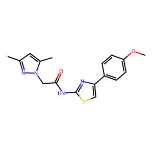2-(3,5-Dimethyl-pyrazol-1-yl)-N-[4-(4-methoxy-phenyl)-thiazol-2-yl]-acetamide structure