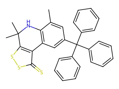 4,4,6-trimethyl-8-trityl-4,5-dihydro-1H-[1,2]dithiolo[3,4-c]quinoline-1-thione structure