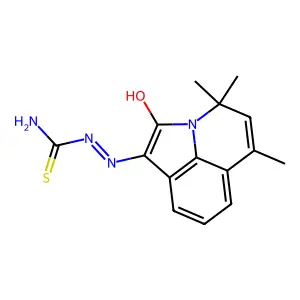 (2E)-2-(4,4,6-trimethyl-2-oxo-4H-pyrrolo[3,2,1-ij]quinolin-1(2H)-ylidene)hydrazinecarbothioamide structure