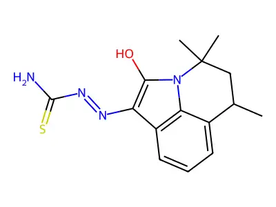 (2E)-2-(4,4,6-trimethyl-2-oxo-5,6-dihydro-4H-pyrrolo[3,2,1-ij]quinolin-1(2H)-ylidene)hydrazinecarbothioamide structure