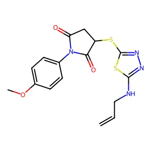 1-(4-methoxyphenyl)-3-{[5-(prop-2-en-1-ylamino)-1,3,4-thiadiazol-2-yl]sulfanyl}pyrrolidine-2,5-dione structure