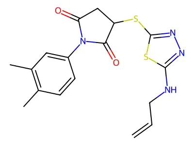 1-(3,4-dimethylphenyl)-3-{[5-(prop-2-en-1-ylamino)-1,3,4-thiadiazol-2-yl]sulfanyl}pyrrolidine-2,5-dione structure