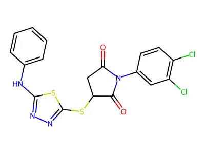 1-(3,4-dichlorophenyl)-3-{[5-(phenylamino)-1,3,4-thiadiazol-2-yl]sulfanyl}pyrrolidine-2,5-dione structure
