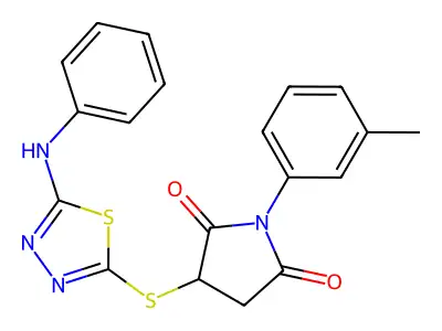 1-(3-methylphenyl)-3-{[5-(phenylamino)-1,3,4-thiadiazol-2-yl]sulfanyl}pyrrolidine-2,5-dione structure