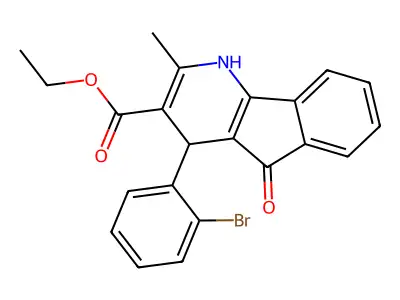ethyl 4-(2-bromophenyl)-2-methyl-5-oxo-4,5-dihydro-1H-indeno[1,2-b]pyridine-3-carboxylate structure