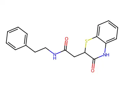 2-(3-oxo-3,4-dihydro-2H-1,4-benzothiazin-2-yl)-N-(2-phenylethyl)acetamide structure