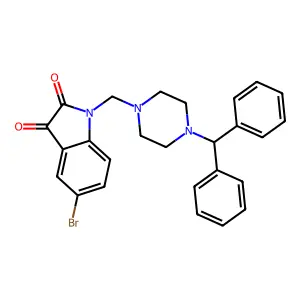 1-[(4-Benzhydrylpiperazin-1-yl)methyl]-5-bromoindole-2,3-dione structure