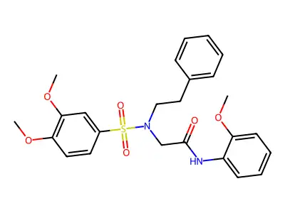 N~2~-[(3,4-dimethoxyphenyl)sulfonyl]-N-(2-methoxyphenyl)-N~2~-(2-phenylethyl)glycinamide structure