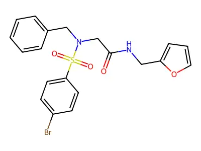 2-[benzyl-(4-bromophenyl)sulfonylamino]-N-(furan-2-ylmethyl)acetamide structure