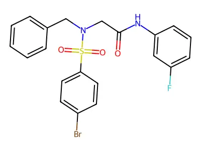 2-[benzyl-(4-bromophenyl)sulfonylamino]-N-(3-fluorophenyl)acetamide structure