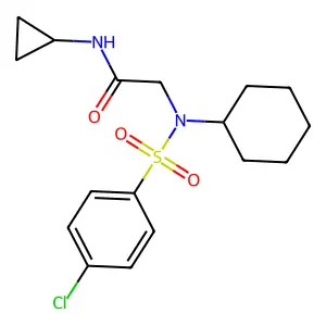 2-[(4-chlorophenyl)sulfonyl-cyclohexylamino]-N-cyclopropylacetamide structure