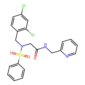 2-[benzenesulfonyl-[(2,4-dichlorophenyl)methyl]amino]-N-(pyridin-2-ylmethyl)acetamide structure