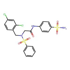 2-[benzenesulfonyl-[(2,4-dichlorophenyl)methyl]amino]-N-(4-sulfamoylphenyl)acetamide structure