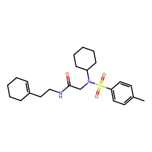 N-[2-(cyclohex-1-en-1-yl)ethyl]-N~2~-cyclohexyl-N~2~-[(4-methylphenyl)sulfonyl]glycinamide structure