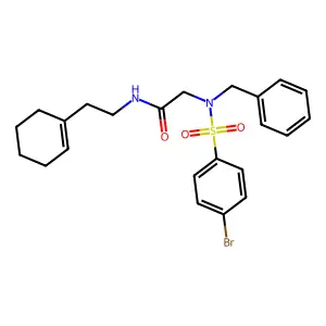 2-[benzyl-(4-bromophenyl)sulfonylamino]-N-[2-(cyclohexen-1-yl)ethyl]acetamide structure