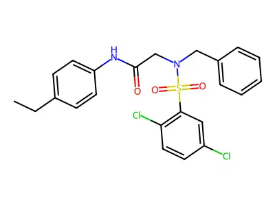 2-[benzyl-(2,5-dichlorophenyl)sulfonylamino]-N-(4-ethylphenyl)acetamide structure
