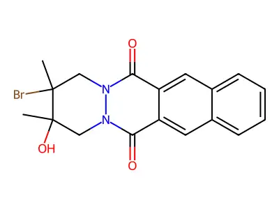 2-Bromo-3-hydroxy-2,3-dimethyl-1,2,3,4-tetrahydrobenzo[g]pyridazino[1,2-b]phthalazine-6,13-dione structure