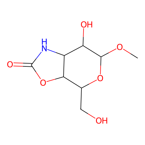 7-Hydroxy-4-(hydroxymethyl)-6-methoxyhexahydro-2h-pyrano[4,3-d][1,3]oxazol-2-one structure