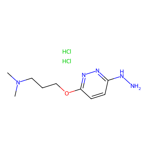 3(2H)-Pyridazinone, 6-(3-(dimethylamino)propoxy)-, hydrazone, dihydrochloride structure