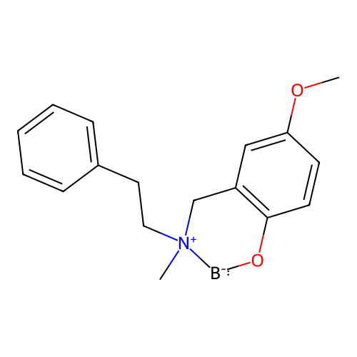 3-methoxy-9-methyl-9-phenethyl-7-oxa-9-azonia-8-boranidabicyclo[4.4.0]deca-1(6),2,4-triene structure