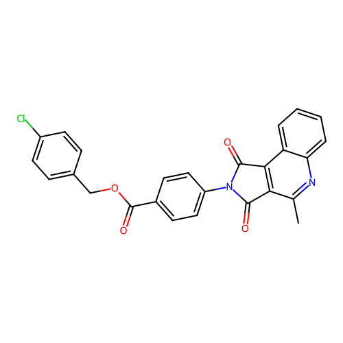 (4-chlorophenyl)methyl 4-(4-methyl-1,3-dioxopyrrolo[3,4-c]quinolin-2-yl)benzoate structure