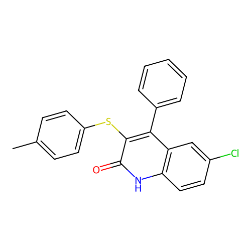 6-chloro-3-[(4-methylphenyl)thio]-4-phenylquinolin-2(1H)-one structure