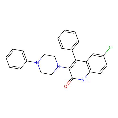 6-chloro-4-phenyl-3-(4-phenylpiperazin-1-yl)quinolin-2(1H)-one structure