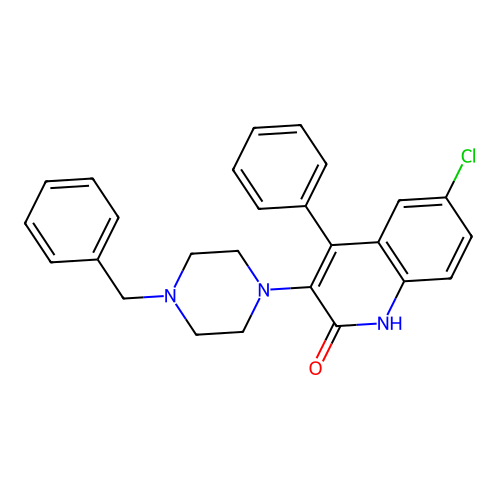 3-(4-benzylpiperazin-1-yl)-6-chloro-4-phenylquinolin-2(1H)-one structure